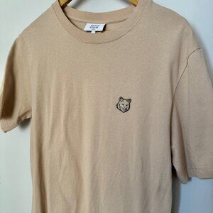 Maison Kitsune. Beige T-Shirt / Tonal Fox Logo. Size XS - Rare Item